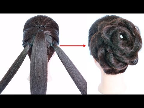 amazing trick for new hairstyle for gown, party, lehenga, saree, wedding, function || updo hairstyle