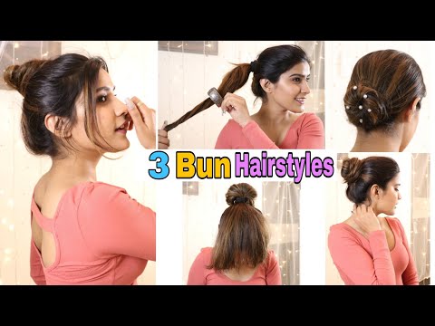 3 Easy Everyday SUMMER BUN Hairstyle For School, College, Work,Wedding | Super Style Tips