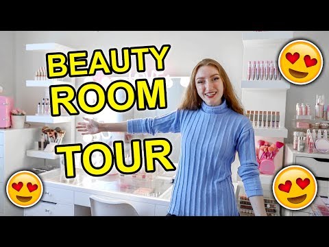 MY BEAUTY ROOM TOUR!!! MAKEUP COLLECTION + STORAGE 2019