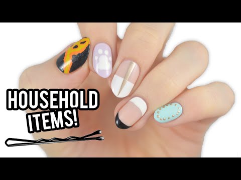 5 EASY Nail Art Designs Using HOUSEHOLD ITEMS!