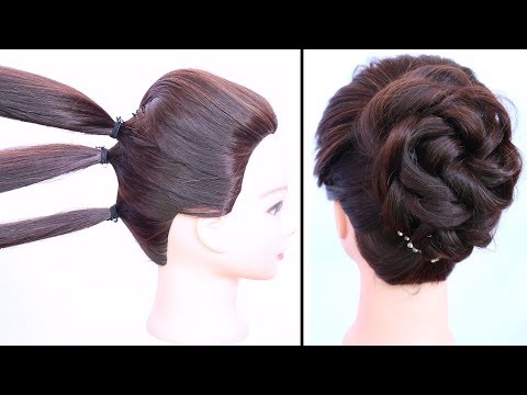 easy messy bun with trick for gown, lehnga, party &amp; weddings || updo hairstyle || prom hairstyles