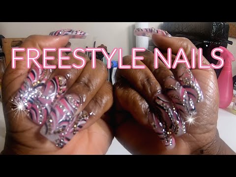 D.I.Y 90&#039;s TIPTOP Inspired Freestyle Nails | Acrylic Application &amp; Designs for Beginners !!!