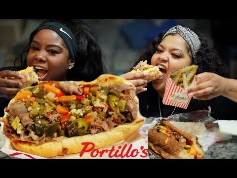 ♡ #ASMR #Mukbang With My cousin | Chicago Italian Beef &amp; Cheese | Portilos !