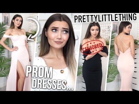 TRYING ON PRETTY LITTLE THING PROM DRESSES!!! YAAAS OR PASS!?
