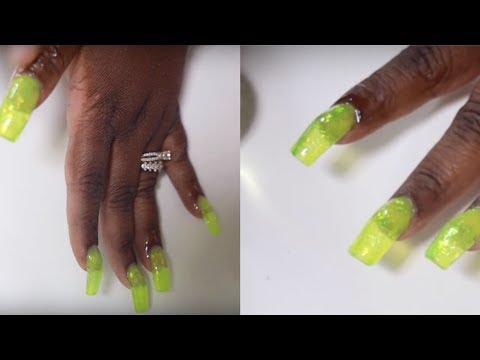 #Neon Green nails | Acrylic Full Set